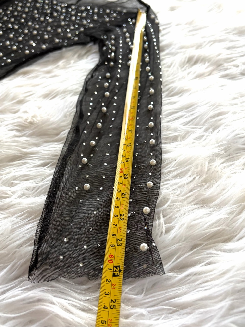 Black Sheer Mesh Pearl & Rhinestone Maxi Dress Beach Coverup XL - Picture 9 of 10